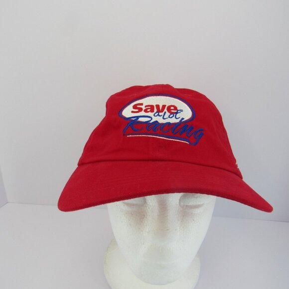 Save A Lot Racing Embroidered Logo Carl Edwards Men's Red Adj Strap Back Cap Hat - Picture 2 of 8